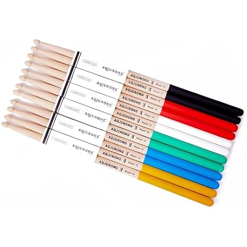 Drum sticks, Maple Wood 5A Drumsticks with Non-slip Handle, 6 Pair