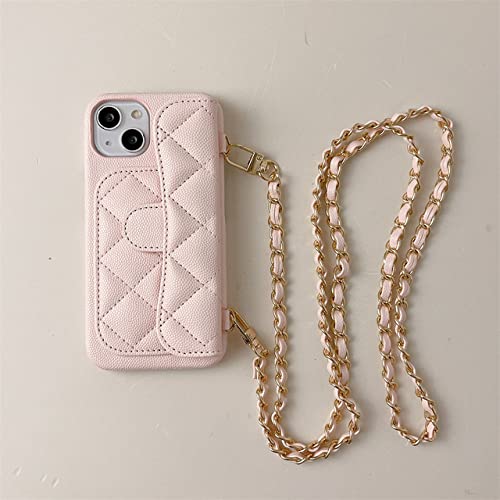 Housse en cuir géométrique pour iPhone 11 rose étui portefeuille avec lanière