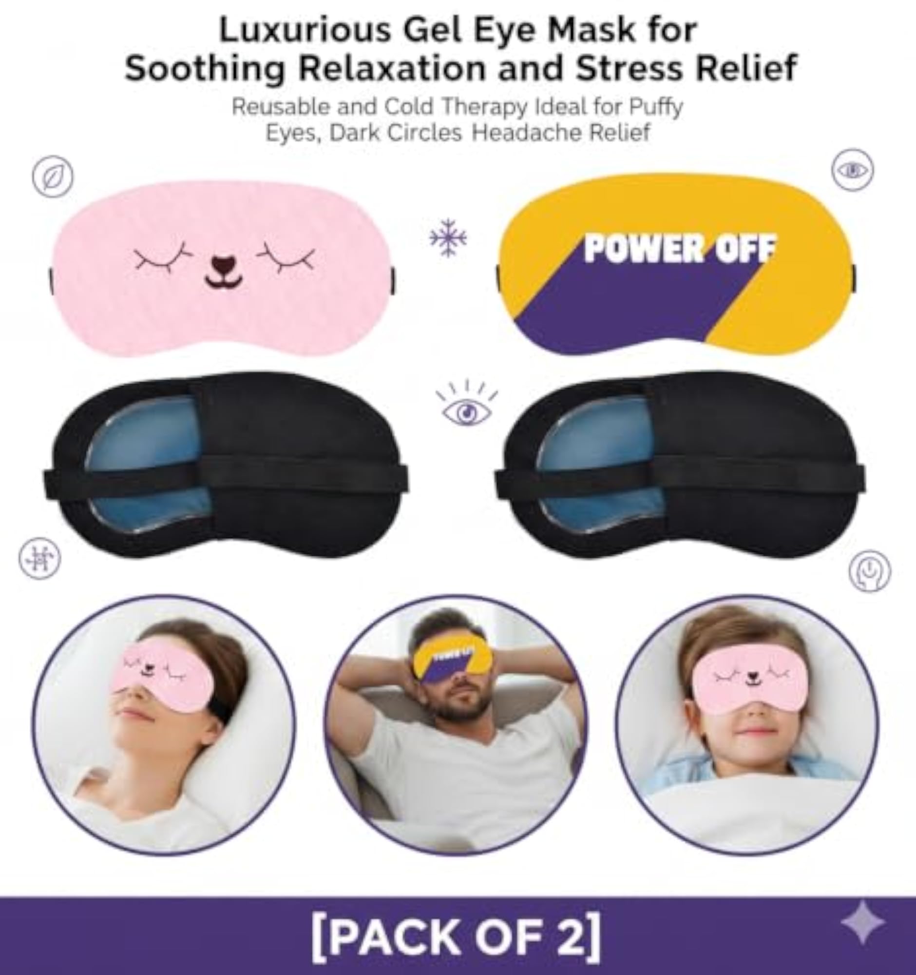 Power Off and Plush Eye Mask Set, Pack of 2