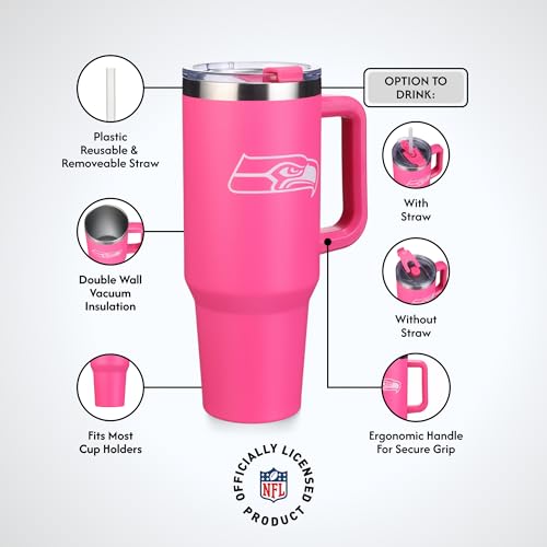 Image of The Memory Company Officially Licensed NFL - Seattle Seahawks 40oz Pink Game Day Tumbler with Team Logo