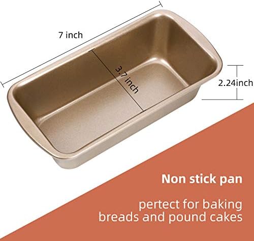 Non-Stick Loaf Pan Set, 4 Pieces Toast Baking Mold, Rectangle Baking Tray for Oven Baking (7.2 x 3.7 Inches)