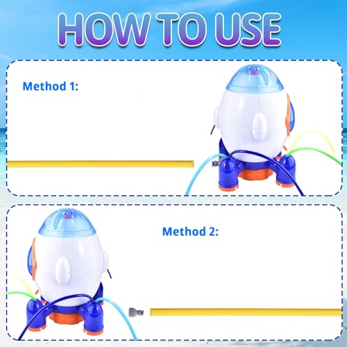Water Rocket Sprinkler for Kids, Outdoor Backyard Activities Toys for Toddlers 1-3, Outdoor Fun Play Equipment, Outside Summer Toys, Garden Lawn Games for 2 3 4 5 6 7 8 Year Old Boys Girls