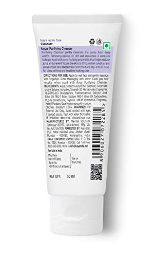 Image of Kaya Clinic Acne Free Purifying Cleanser, Salicylic Acid face wash for pimple-prone, combination, oily skin 50 ml