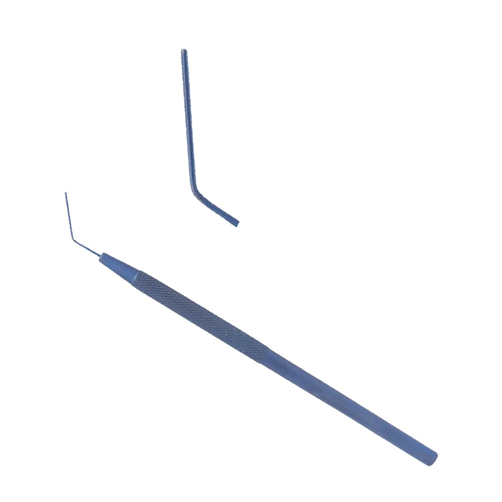 Stellmacher Lens Round Spatula Ophthalmic Tool, 12.5cm Titanium Instrument, 0.5mm Angled Blunt Tip, Precision Handpiece for Training & Simulation Use (Blunt Tip)