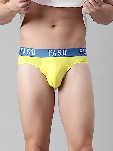 Image of F A S O Men's Cotton Rich Brief | Soft & Breathable Innerwear | Cushioned Waistband | Comfort Fit | Everyday Wear