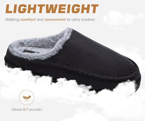 Image of KuaiLu Mens Slippers Orthopedic Arch Support Suede Fluff Plush Home Shoes | Comfortable Plantar Fasciitis Slip-on Bedroom Warm House Garden Footwear Fuzzy Clogs Slippers Indoor Outdoor Pantuflas