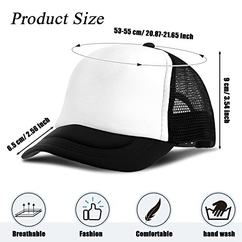 Image of Handepo 12 Pack Trucker Hat for Kids Summer Polyester Mesh Cap Adjustable Sublimation Blank Hats Baseball Caps for Outdoor
