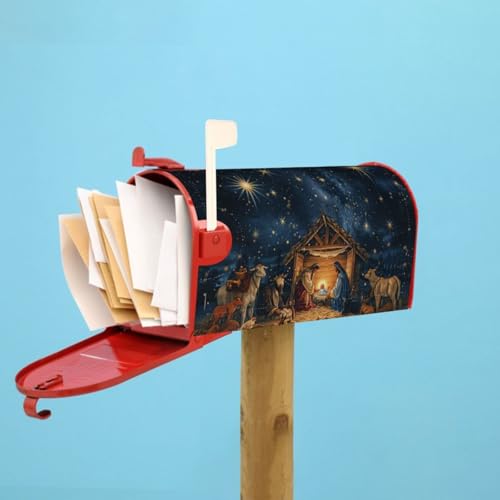 Image of Dujiea Vintage Christmas Mailbox Wrap - Magnetic Post Box Cover, Standard Size 21 inch(L) x 18 inch(W), Garden Yard Home Decor