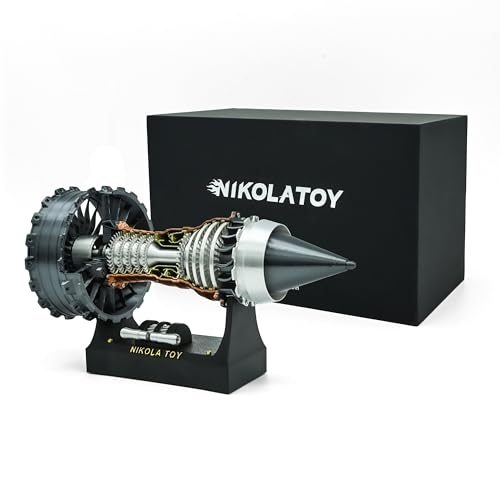 NIKOLATOY Gift Box Limited Edition TR900 Turbofan Engine Model, 1:20 Scale Turbojet Aircraft Engine, 3D Printed Mechanical Science Education Toy for Aviation Enthusiasts (Gift Set)