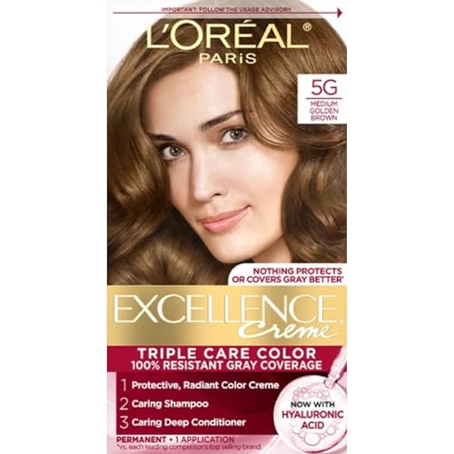 Image of L'Oreal Paris Excellence Creme Permanent Hair Color - 5G Medium Golden Brown (Pack of 10)