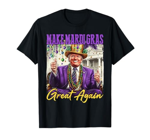 Funny Mardi Gras Donald Trump Mardi Gras American Flag Mens T-Shirt