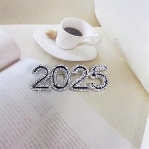Image of 2025 Rhinestones Sparkly Brooches Pins Delicate New Year Brooch Classic for Christmas Party for Women Ladies Men Dainty Elegant Lapel Pins Dress Suit Shirt Ceremony Clothes Accessories Jewelry Gifts