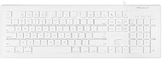 Macally Full Size USB Wired Keyboard (MKEYE) for Mac and PC (White) w/
