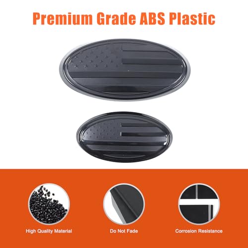 Image of Car Front Rear Emblems Trim Cover Compatible with Subaru Outback 2021-2025,ABS Car Front Rear Logo Trim Cover,Front Grille Rear Tailgate American Flag Decoration Emblems Accessories (Front Rear)