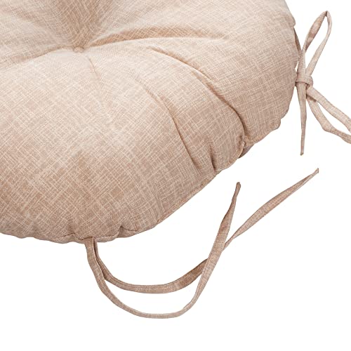 Magpie Fabrics Outdoor 15"X15"X4" Round Bistro Seat Cushions With Ties Set Of 2, Fluffy Tufted Patio Chair Pads Waterproof Floor Pillow For Home Garden Balcony Kitchen Office Porch, Light Brown Textured #TOP6