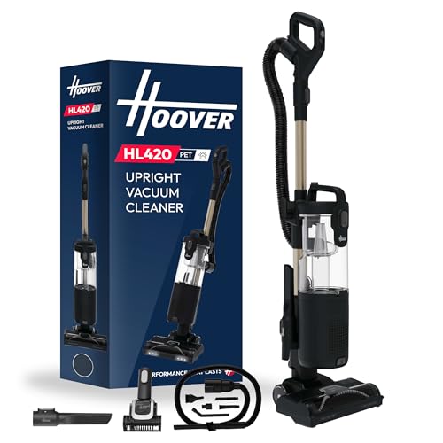 Hoover HL4 Upright Vacuum Cleaners 850W Lift-Away, Anti-Hair Wrap, Anti-Allergy with LED Headlights, 2.5L Bin, 7.6m Cord, Crevice Tool, Pet Tool and Car Tool Black/Gold HL420PTC