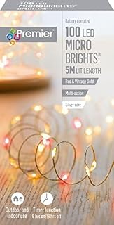 Premier Battery Operated Multi Action Micro Bright Red & Vintage Gold 100 LED - LB151210RVG