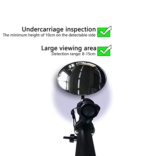 Espejo De Inspección De Vehículos/Espejo De Inspección De Bajos del Vehículo, Espejo De Seguridad De 12 Pulgadas De Diámetro, Altura Ajustable, con Ruedas Y Luces Le