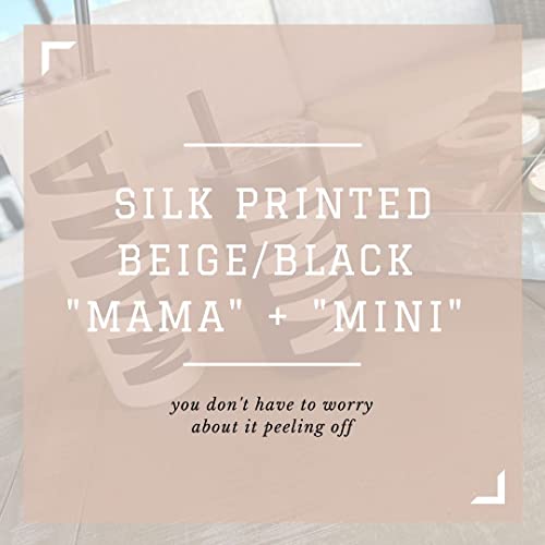 Lucky Love Mama + Mini Stainless Steel Cups For Kids And Adults - 3D Printed Leopard Insulated Tumblers With Lids And Straws Making This Mom Mug And Toddler Straw Cup Spill Proof (Beige And Black) #TOP5