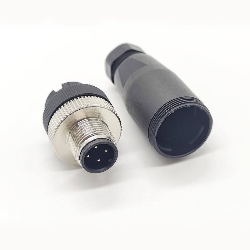 M12 4 Pin Male Connector, Straight Field Assembly Wireable Adapter 12mm A Code Industrial Circular Connector IP67 Waterproof Sensor for PG7 Cable Unshiled 250V 4A AC/DC for Electric Bicycles?10pcs?