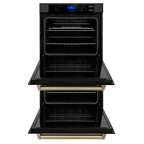 Zline 30" Autograph Edition Double Wall Oven With Self Clean And True Convection In Black Stainless Steel And Champagne Bronze (Awdz-30-Bs-Cb) #TOP2
