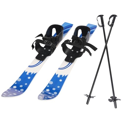 Kids Snow Skis & Poles with Bindings, 26.77