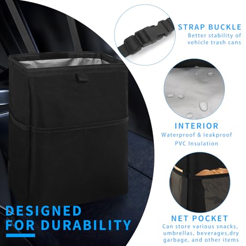 Image of Homelove Hanging Car Trash Can with 4 Storage Pockets, Waterproof Leakproof Oxford Auto Garbage Bag, Adjustable Garbage Bag, Foldable Car Trash Bin Fit for Truck, SUV, Home, Office