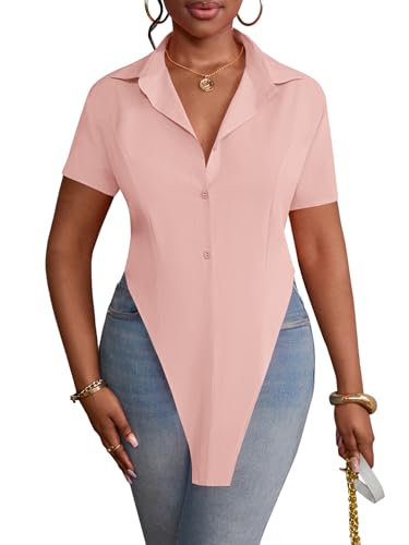 Image of LYANER Women's Collar V Neck Y2k Tops