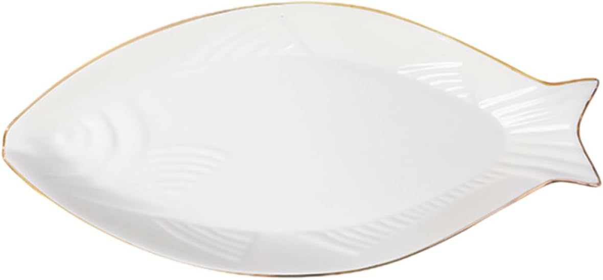 Fish Shaped Ceramic Plate Decorative Serving Tray for Appetizers Desserts Cheese