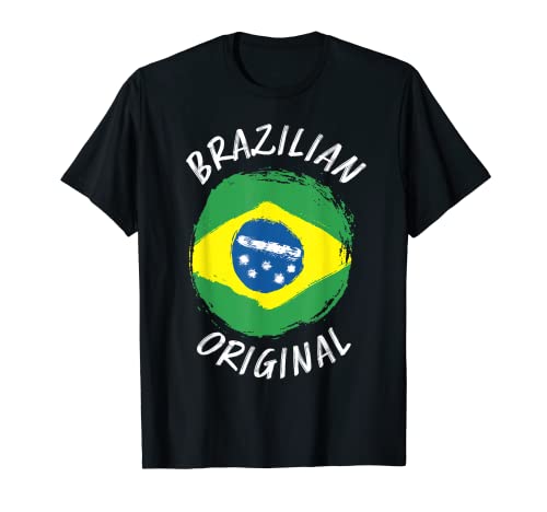 Camisa brasileña original con bandera de Brasil | Raíces brasileñas Camiseta