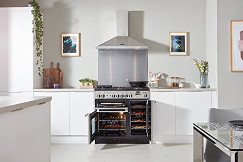 Rangemaster-PROP90DFFSSC-Freestanding-Range-Cooker-Two-Fan-Ovens-AA-Rated-5-Burner-Gas-Hob-Stainless-Steel