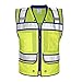 Kishigo Men's High Visibility Reflective Color Contrast Performance Surveyors Vest S5043, Zipper Closure, Polyester, ANSI 107 Type R / Class 2, Multiple Pockets for Tools (Lime / Royal Blue, 3X)