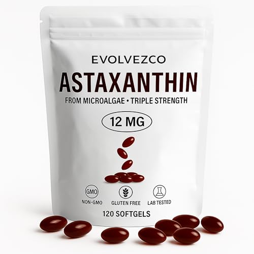 Astaxanthin12mg Softgels– Natural Antioxidant from Microalgae – Daily Balance & Eye Support – Non-GMO, Gluten-Free
