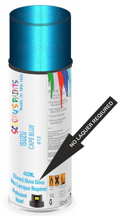 SCOOBYS PAINTS BACK IN THE MIX Direct Gloss Aerosol Spray Paint For Isuzu Cape Blue Code: 612 No Lacquer Required