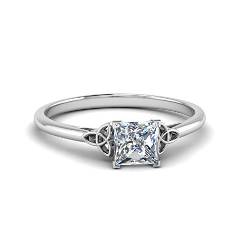 Bague Solitaire Celtique Argent de prestige et pierre taille princesse