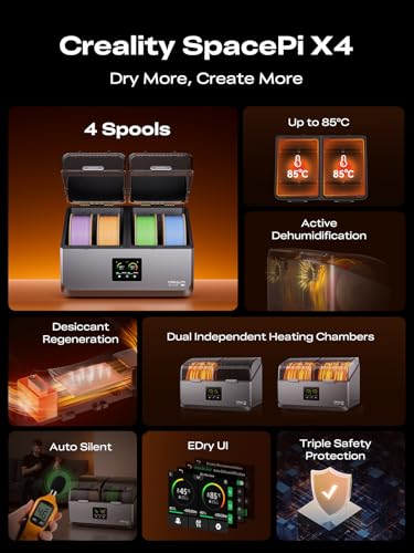 Image of Creality Filament Dryer Box 4 Spools, Space Pi X4 Filament Storage Box, 200W PTC Heats Up to 85C, Dual Heating Chambers, Fast Drying & Moisture-Free Storage, for PLA, PETG, TPU, ABS