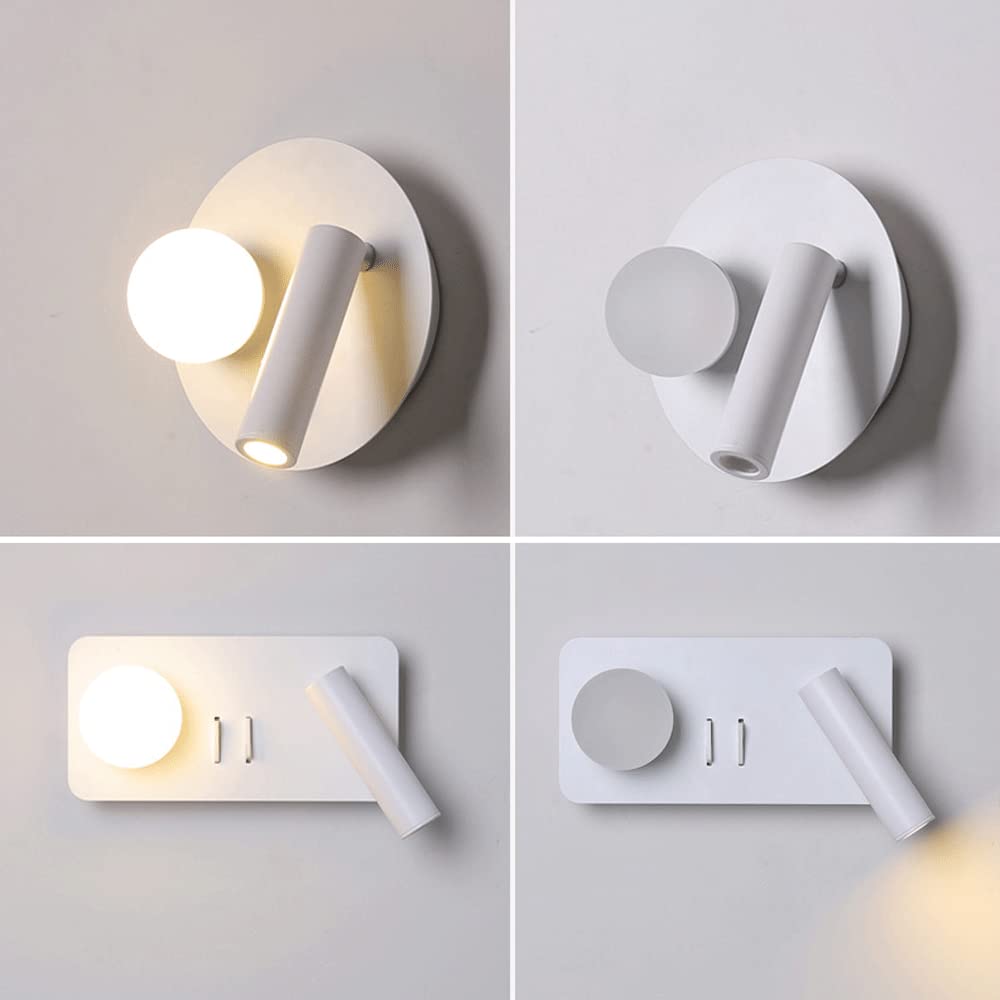 Faretti da soffitto a LED da 6 W, Testa Singola, Parete, Finitura Bianca, Luce di Lettura Decorativa in Ferro battuto, Applique Regolabili, Applique per Camera da Letto e Comodino