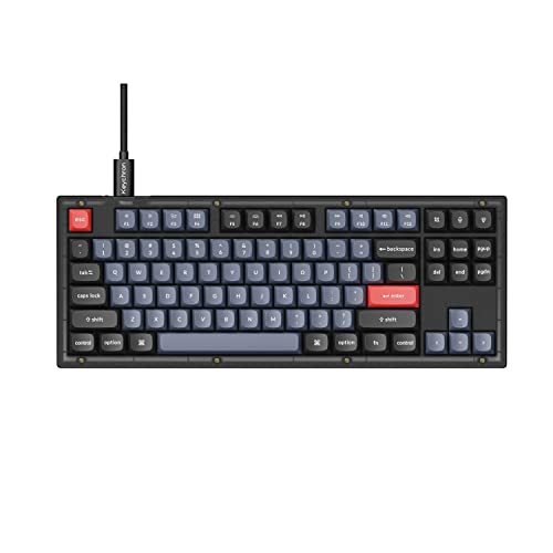 Image of Keychron V3 TKL 80% Layout Custom Wired Mechanical Keyboard, 87 Keys RGB Backlight QMK /VIA Programmable Macro, Hot Swappable K Pro Red Switch PBT Keycaps for Mac Windows (Frosted Black Translucent)