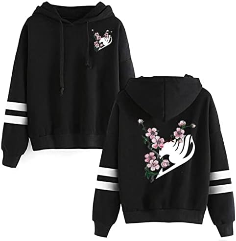 JNYEHSUI Pour Femmes Sweats À Capuche Anime Fairy Tail Imprimé Sweatshirt Oversize Loose Étudiant Harajuku Top Unisexe Hip Hop Hoody Pour Hommes Femmes Cosplay Garçons Et Filles-Black|XS