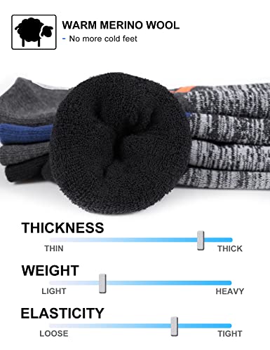 Fitrell 2 Pack Men's Ski Socks Full Cushioned Winter Wool Thermal Knee High Warm Socks For Skiing Snowboarding, Black, Large, Shoe Size 9-12 #TOP2