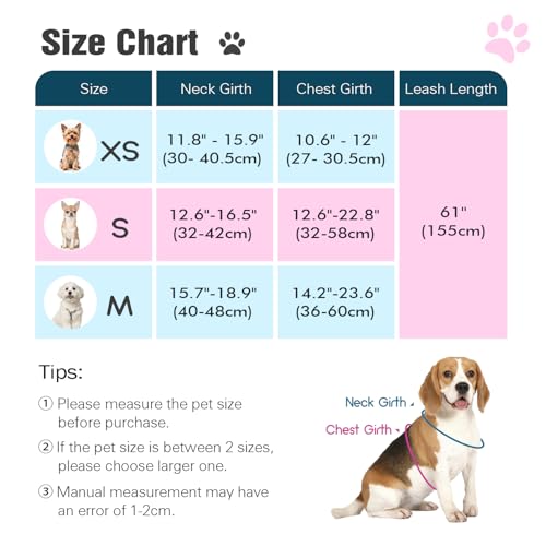 Pawaboo Arnés Perros con Correa, Arnes Tipo Chaleco para Perros Pequeños Medianos, Arnés Ajustable Antitirones Transpirable Acolchado de Forma X para Cachorros Gatos Caminar, M, Leopardo Magenta - imagen 2