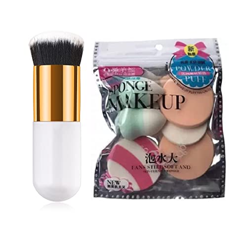 Image of Foundation Kabuki Mini Makeup Brush & Makeup Puff Blender Puff Set of 6