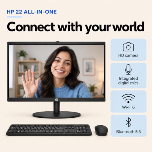 HP 22“ OmniStudio All-in-One Desktop Computer, 8GB DDR5, 128GB UFS, Full HD Screen, Intel Quad-Cores, WiFi6, Wireless Keyboard & Mouse, Windows 11 Home, Black - image 4