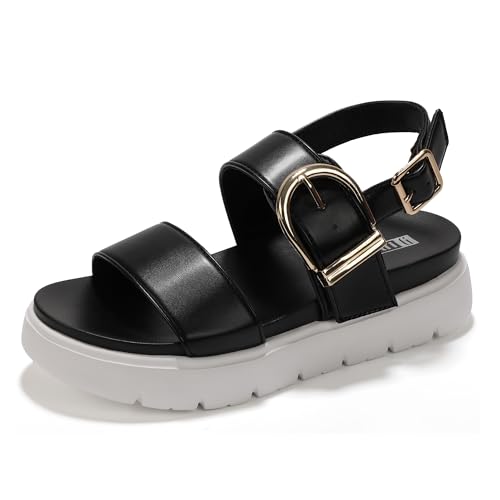 IDIFU Women's Platform Sandals with Adjustable Metal Buckle Anti-Slip Summer Sandals Shoes