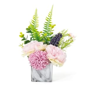 Hydrangea Artificial Flowers, Pink Hydrangea Faux Flowers in Vase for Table Centerpieces, Desk and Home Decor