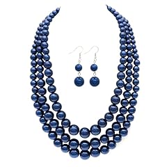 blue strands pearl necklace set