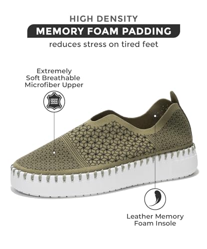 Image of Project Cloud Platform Sneakers for Women - Leather Insole Loafers for Women with Memory Foam - Casual Slip On Womens Loafers with Flexible Outsole (Aster)