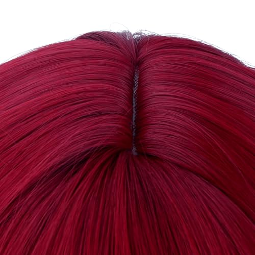 Image of PATTNIUM Red Wig for Girls Kids Short Curly Wavy Wigs with Bangs Shoulder Length Wavy Heat Resistant Synthetic Wig