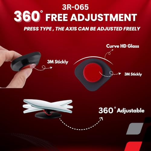 Image of DEZI 3R Blind Spot Mirrors HD Glass Car Accessories, 360 Safety Convex Rear View, Wide Angle Adjustable Mirror (2 Pcs) (3R-065, Triangle HD Convex)