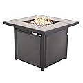 Grand Patio Outdoor Gas Fire Pit Table 32 Inch Ceramic Tile Tabletop Propane Square Fire Table with Cover/Lid for Patio Up to 40,000 BTU Heat